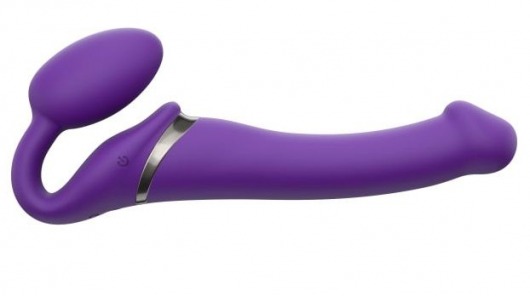 Фиолетовый безремневой вибрострапон Vibrating Bendable Strap-On - size L - Strap-on-me - купить с доставкой в Северске