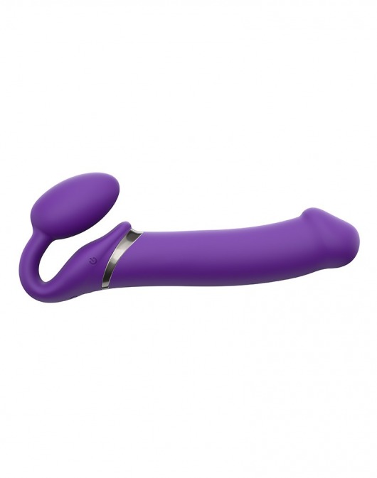 Фиолетовый безремневой вибрострапон Silicone Bendable Strap-On - size XL - Strap-on-me - купить с доставкой в Северске