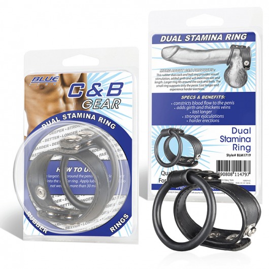 Двойное кольцо выносливости на пенис DUAL STAMINA RING - BlueLine - в Северске купить с доставкой