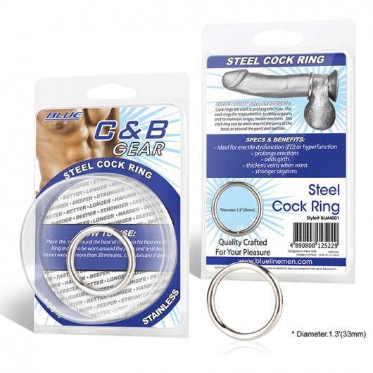 Стальное эрекционное кольцо STEEL COCK RING - 3.5 см. - BlueLine - в Северске купить с доставкой