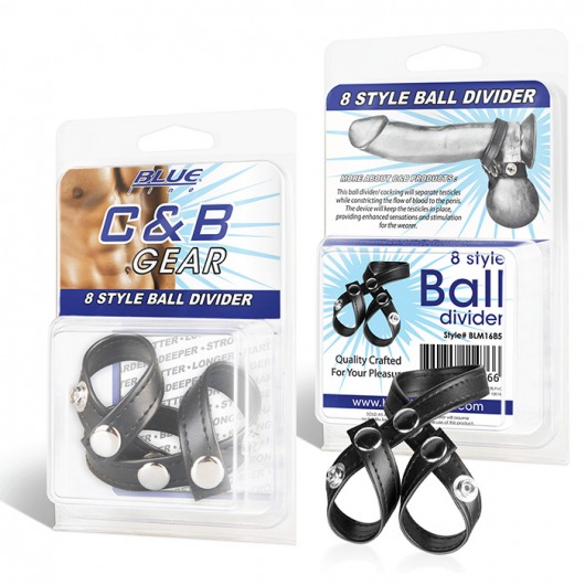 Разделитель мошонки из искусственной кожи на клепках 8 STYLE BALL DIVIDER - BlueLine - купить с доставкой в Северске