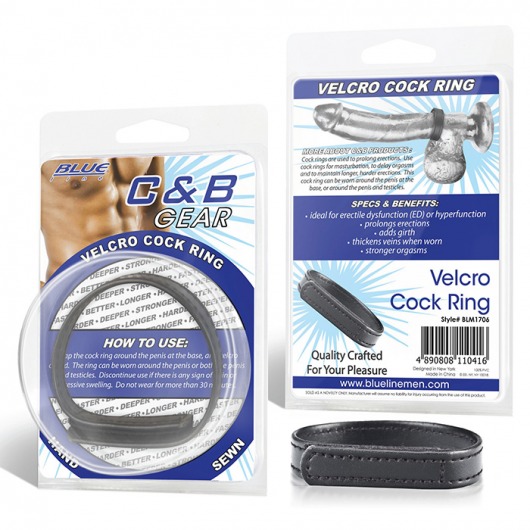 Кольцо на пенис из искусственной кожи на липучке VELCRO COCK RING - 5 см. - BlueLine - в Северске купить с доставкой