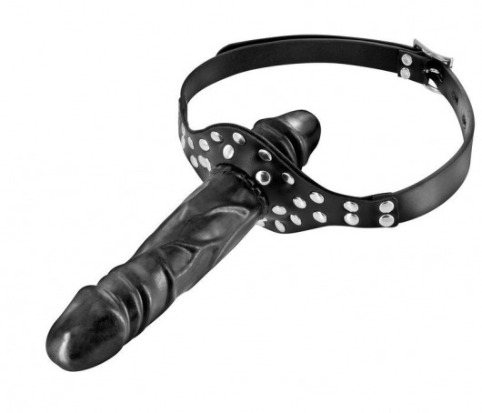 Черный кляп-фаллоимитатор Double Penis Gag - Fetish Tentation - купить с доставкой в Северске