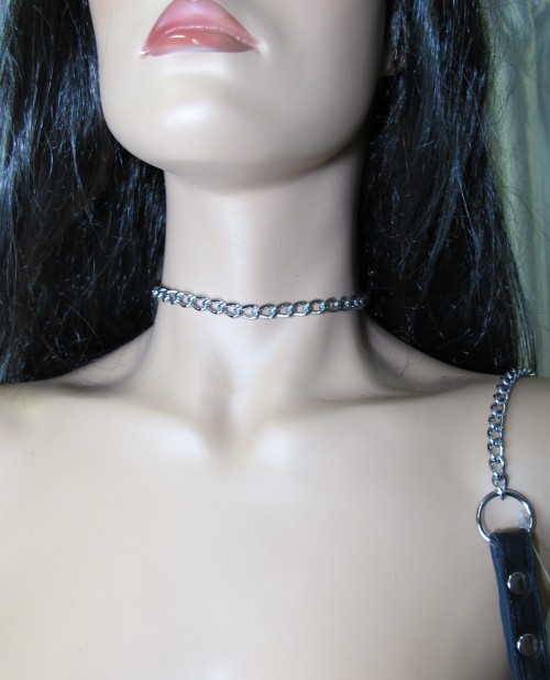 Металлический поводок с кожаной ручкой - БДСМ Арсенал - купить с доставкой в Северске