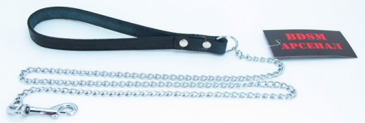 Металлический поводок с кожаной ручкой - БДСМ Арсенал - купить с доставкой в Северске