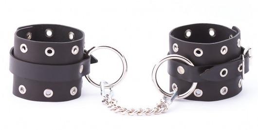 Черные кожаные оковы с люверсами - Crazy Handmade - купить с доставкой в Северске
