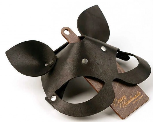 Черная кожаная маска  Кошка  с маленькими ушками - Crazy Handmade - купить с доставкой в Северске