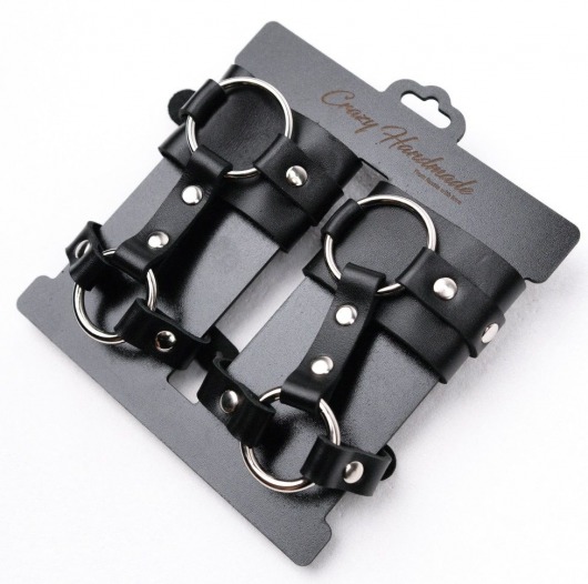 Черные наручники с креплением на кисть руки - Crazy Handmade - купить с доставкой в Северске