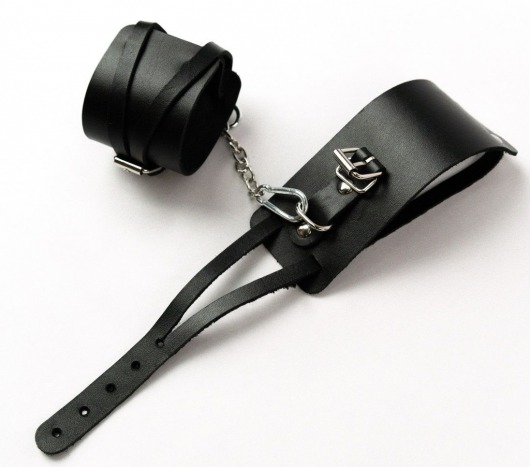 Черные кожаные оковы с креплением в виде веревочек - Crazy Handmade - купить с доставкой в Северске