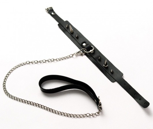 Черный ошейник с шипами и поводком - Crazy Handmade - купить с доставкой в Северске