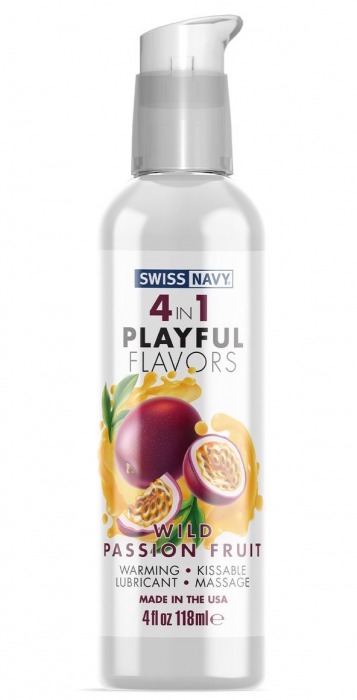 Массажный гель 4-в-1 Wild Passion Fruit с ароматом маракуйи - 118 мл. - Swiss navy - купить с доставкой в Северске