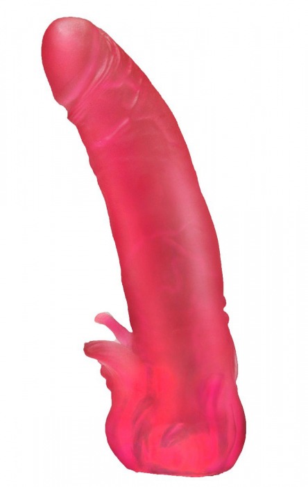 Розовая насадка для страпона с клиторальными лепестками - 18,5 см. - LOVETOY (А-Полимер) - купить с доставкой в Северске