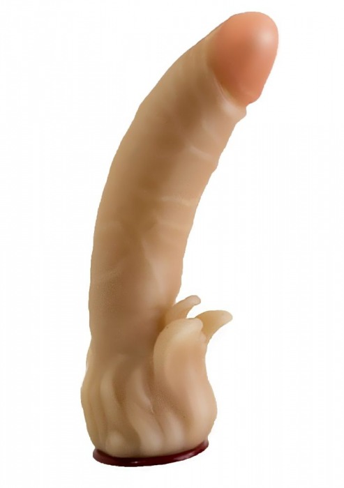 Телесная гелевая насадка-фаллос с клиторальными лепестками - 18,5 см. - LOVETOY (А-Полимер) - купить с доставкой в Северске