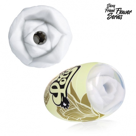 Белый нереалистичный мастурбатор в форме бутона цветка Lotus - 1137 - в Северске купить с доставкой