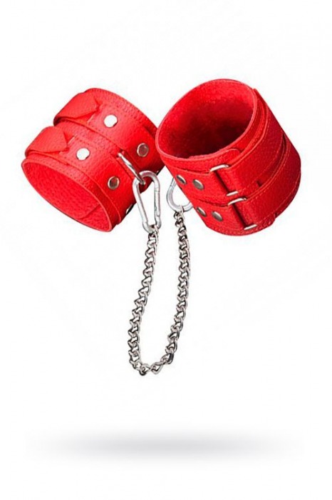 Кожаные красные оковы с цепочкой - Sitabella - купить с доставкой в Северске