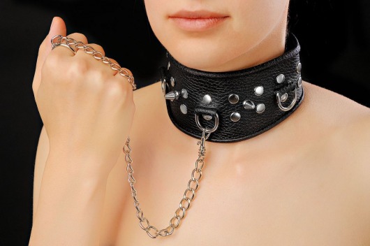 Чёрный ошейник из кожи - Sitabella - купить с доставкой в Северске