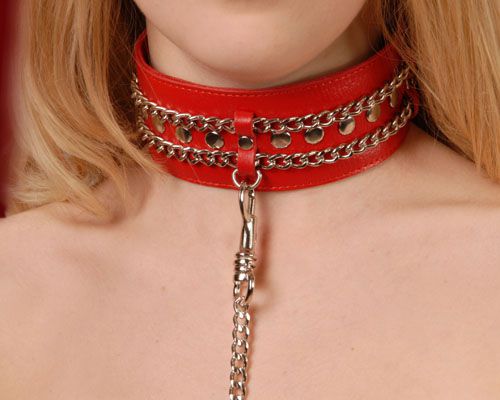 Красный ошейник с цепочками - Sitabella - купить с доставкой в Северске