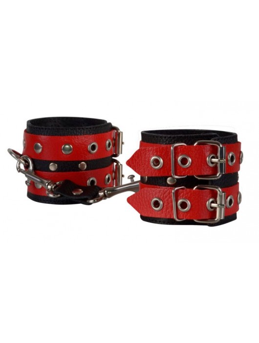 Красно-чёрные наручники из кожи - Sitabella - купить с доставкой в Северске
