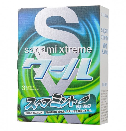 Презервативы Sagami Xtreme Mint с ароматом мяты - 3 шт. - Sagami - купить с доставкой в Северске