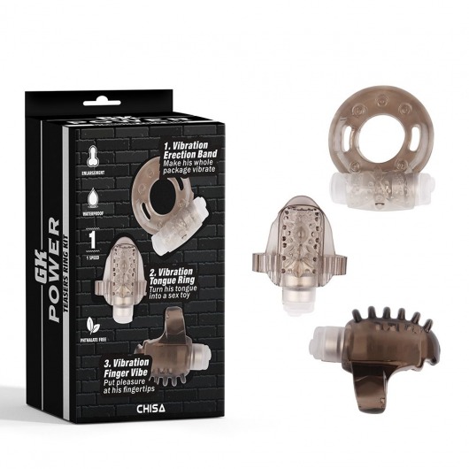 Набор из 3 дымчатых эрекционных колец с вибрацией Teasers Ring Kit - Chisa - в Северске купить с доставкой