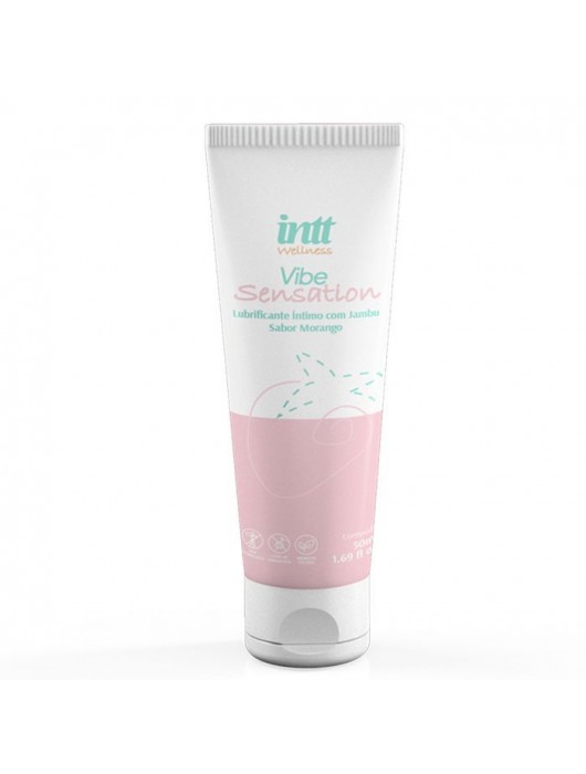Лубрикант на водной основе Vibe Sensation с клубничным вкусом и легким вибрирующим эффектом - 50 гр. - INTT - купить с доставкой в Северске