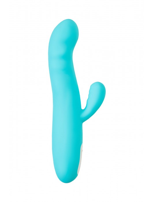 Голубой вибратор-ротатор с клиторальной стимуляцией Merry-Swi - 20,7 см. - JOS