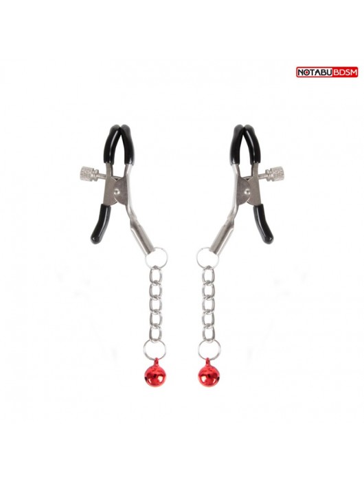 Серебристые зажимы на соски с шариками на цепочках - Notabu - купить с доставкой в Северске