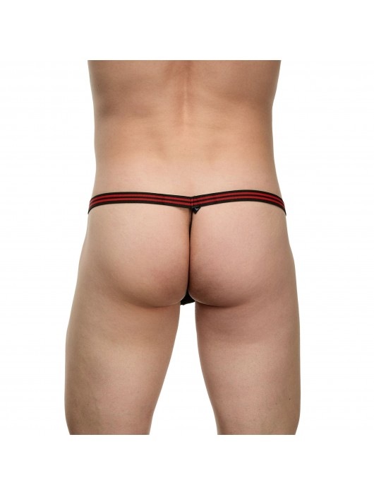 Мужские черно-красные трусы-стринги из сетки - La Blinque купить с доставкой