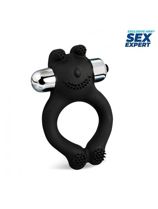 Черное силиконовое эрекционное виброкольцо Sex Expert - Sex Expert - в Северске купить с доставкой