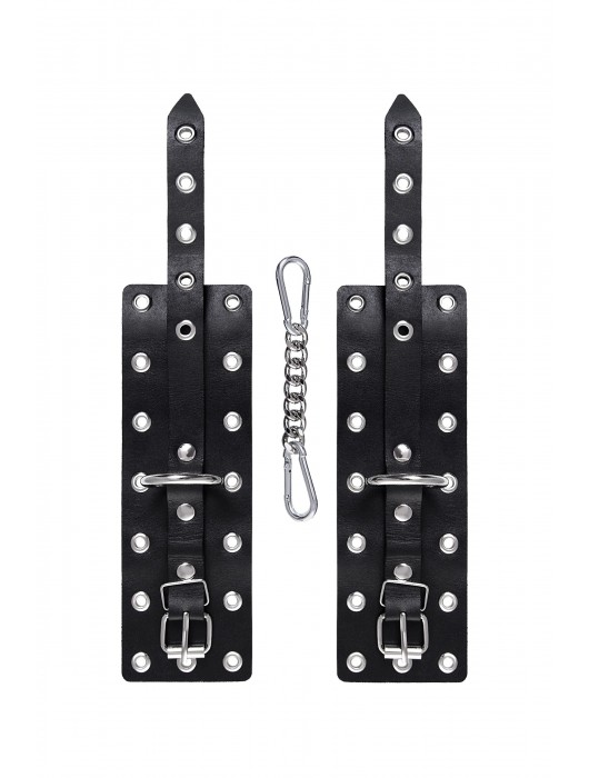 Черные кожаные однослойные наручники с люверсами - Pecado - купить с доставкой в Северске