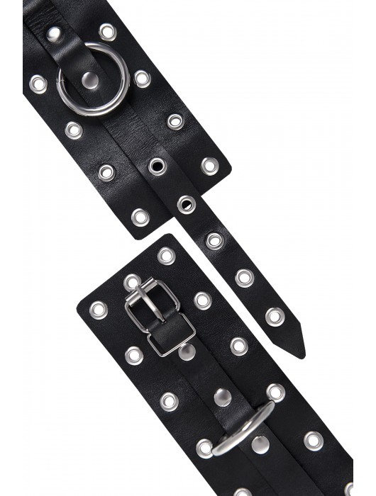 Черные кожаные однослойные наручники с люверсами - Pecado - купить с доставкой в Северске