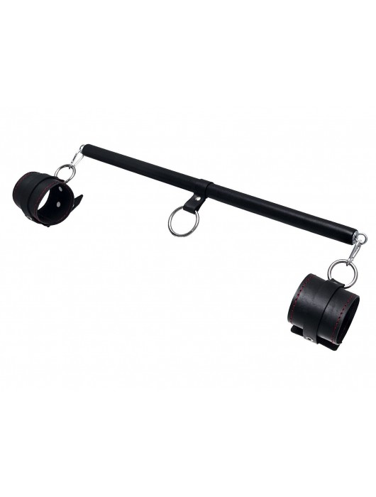 Черная распорка для ног с кожаными манжетами - Pecado - купить с доставкой в Северске