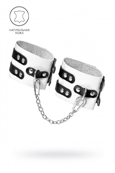 Бело-черные оковы с двумя ремешками и люверсами - Pecado - купить с доставкой в Северске