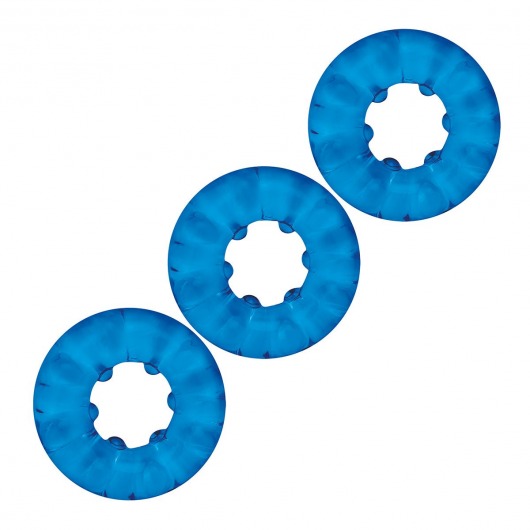 Комплект из трех голубых эрекционных колец 3-Pack Ribbed Rider Cock Ring Set - BlueLine - в Северске купить с доставкой