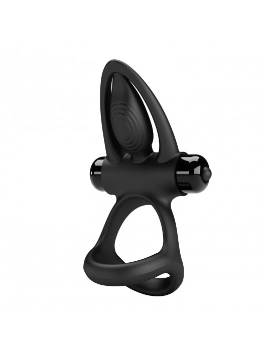 Черное эрекционное кольцо с 10 режимами вибрации и подхватом мошонки - Baile - в Северске купить с доставкой