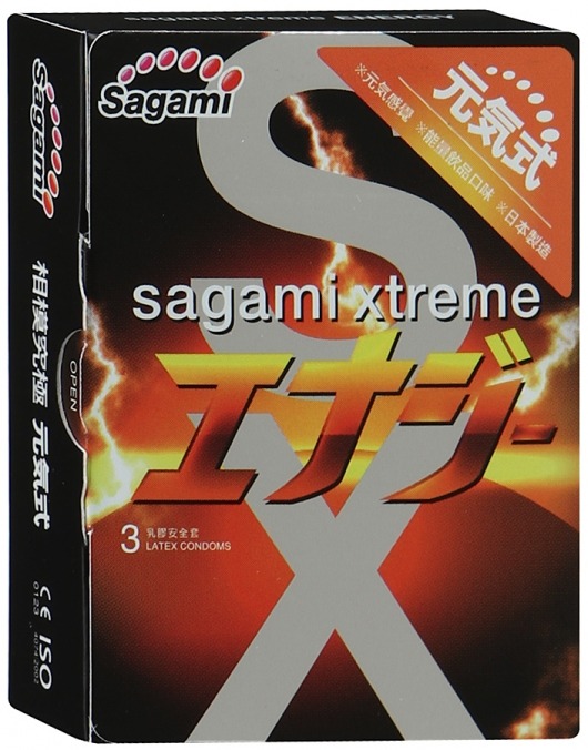 Презервативы Sagami Xtreme ENERGY с ароматом энергетика - 3 шт. - Sagami - купить с доставкой в Северске