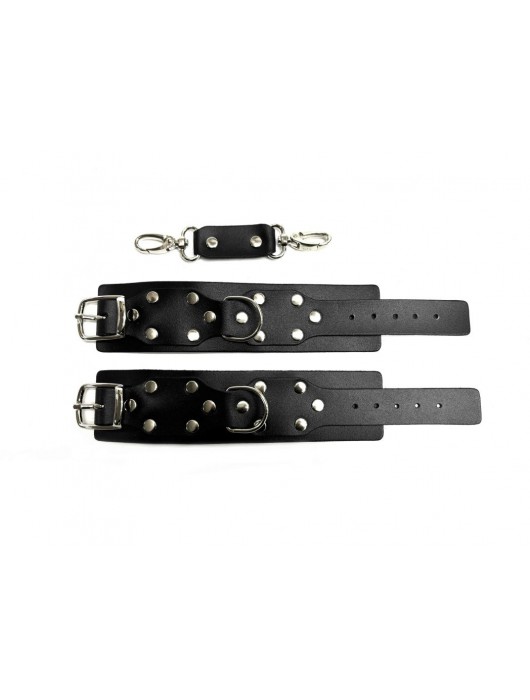 Черные кожаные наручники Sex Game - БДСМ Арсенал - купить с доставкой в Северске