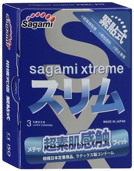 Розовые презервативы Sagami Xtreme FEEL FIT 3D - 3 шт. - Sagami - купить с доставкой в Северске