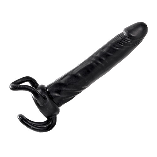 Чёрная насадка-фаллос для двойного проникновения INFLATABLE DILDO SLIM DONG  - 13,5 см. - Toyz4lovers - в Северске купить с доставкой