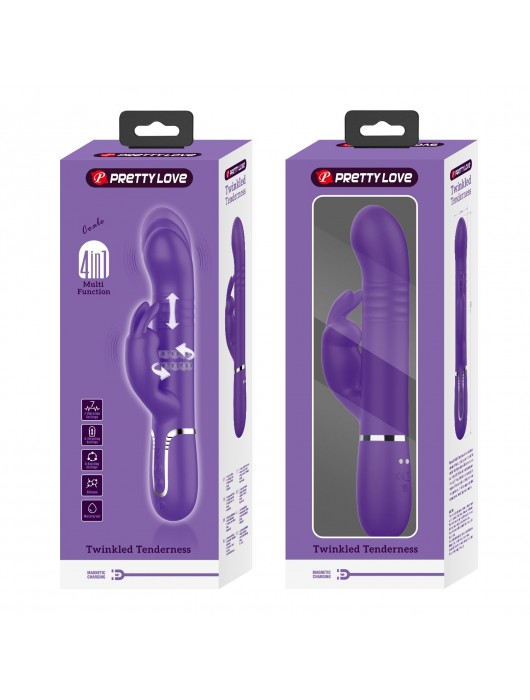 Фиолетовый вибратор Coale с ротацией бусин и возвратно-поступательными движениями - 22,6 см. - Baile