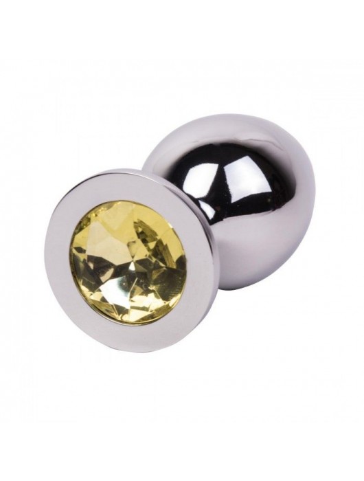 Большой стальной плаг с желтым кристаллом Sweet Lemon - 9,5 см. - Erotic Fantasy - купить с доставкой в Северске
