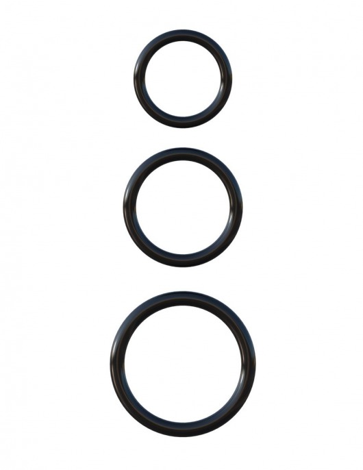 Набор из трех черных эрекционных колец Silicone 3-Ring Stamina Set - Pipedream - в Северске купить с доставкой