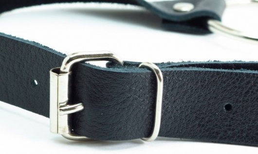 Черный кожаный кляп с кольцом - БДСМ Арсенал - купить с доставкой в Северске