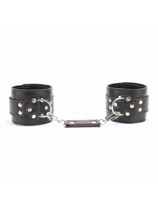 Коричневые оковы из мягкой кожи на металлической цепочке - БДСМ Арсенал - купить с доставкой в Северске