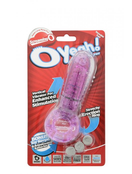 Фиолетовое эрекционное кольцо с вибрацией и пальчиком OYEAH PURPLE - Screaming O - в Северске купить с доставкой