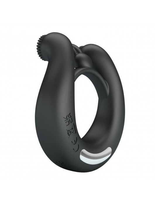 Черное эрекционное кольцо Dahlia с 2 стимулирующими щеточками - Baile - в Северске купить с доставкой