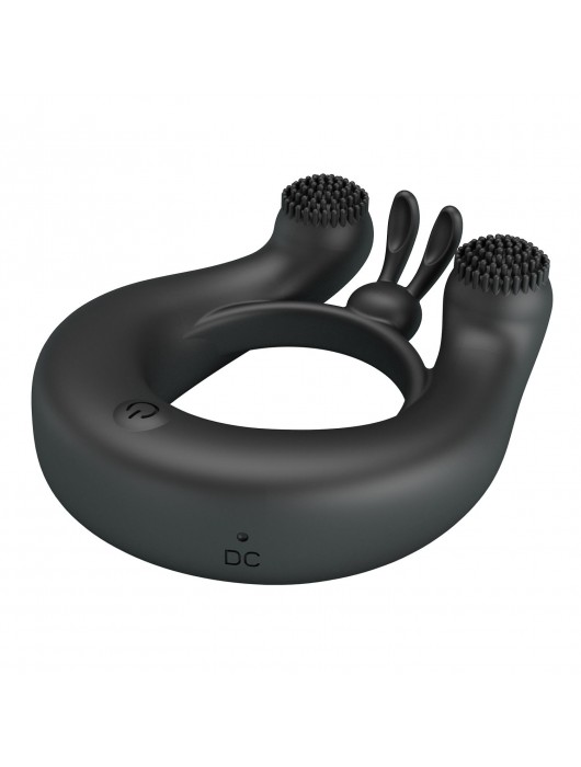 Черное эрекционное кольцо Dahlia с 2 стимулирующими щеточками - Baile - в Северске купить с доставкой