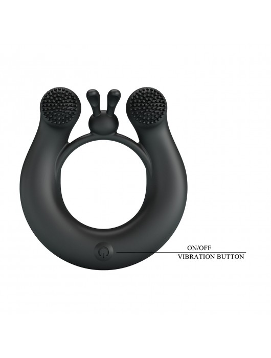 Черное эрекционное кольцо Dahlia с 2 стимулирующими щеточками - Baile - в Северске купить с доставкой