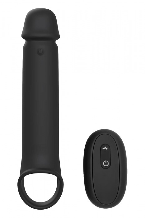 Черная насадка-удлинитель с вибрацией Vibrating Extender With Remote - Dream Toys - в Северске купить с доставкой