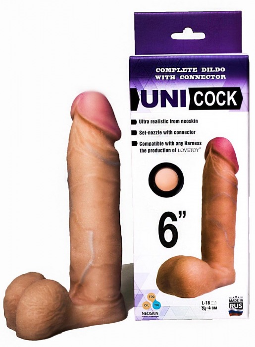 Насадка для страпона фаллической формы UNICOCK 6  - 18 см. - LOVETOY (А-Полимер) - купить с доставкой в Северске